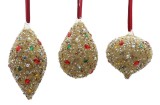 Set 6 globuri brad Craciun sticla multicolora Beadstar 7x7x11h; 8x8x9,2h; 6,5x6,5x13,5h