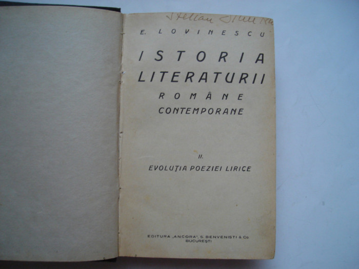 Istoria literaturii romane contemporane (vol. II) - E. Lovinescu (1927)