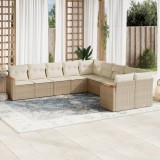 vidaXL Set canapele de grădină cu perne, 10 piese, bej, poliratan 3258754