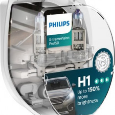 Set 2 becuri Philips H1 X-tremeVision Pro150 (+150% lumina) 12V 55W 12258XVPS2