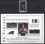 St. Vincent 1992 - Campioana olimpică Bonnie Blair, Serie + Bloc, MNH, Nestampilat