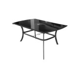 Cumpara ieftin Masa pentru gradina si terasa HECHT SHADOW TABLE, blat din sticla neagra securizata, cadru din otel-aluminiu, 150 x 90 x 72 cm