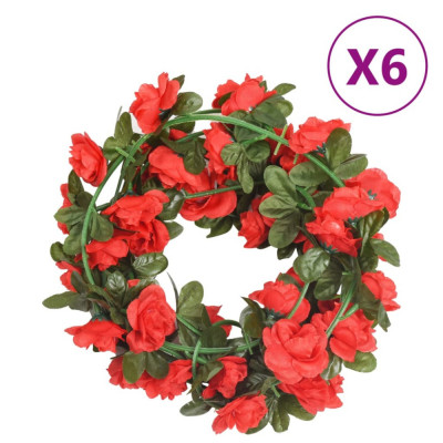 vidaXL Ghirlande de flori artificiale, 6 buc., roșu, 240 cm foto