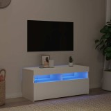vidaXL Comodă TV cu lumini LED, alb, 90x35x40 cm