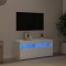 vidaXL Comodă TV cu lumini LED, alb, 90x35x40 cm
