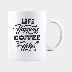 Cana alba personalizata LIFE HAPPENS COFFEE HELPS, INOVATIX&reg;. 330ml