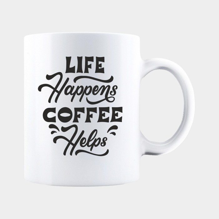 Cana alba personalizata LIFE HAPPENS COFFEE HELPS, INOVATIX&reg;. 330ml