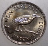 B.429 NOUA ZEELANDA NEW ZEALAND ELIZABETH II 6 SIX PENCE 1963 XF/AUNC