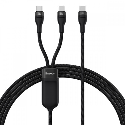 Baseus Flash Series Ⅱ Fast Charging Cable 2in1 USB-C - 2xUSB-C 100W 1.5m Black CASS060001 foto