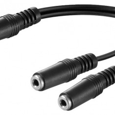 Cablu audio 0,2m 3.5 mm stereo tata > 2 x 3.5 mm stereo mama