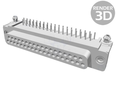 Conector soclu D-Sub 37 pini 90&amp;deg; THT foto