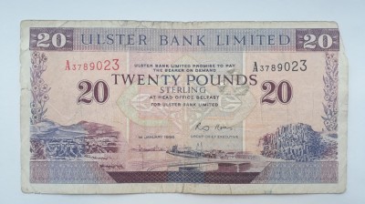 20 Pounds 1996 Irlanda, lire , Ulster Bank Limited foto