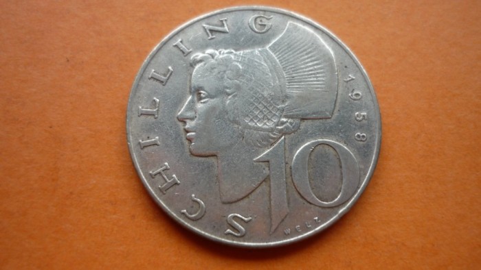 10 SCHILLING 1958 ARGINT *****