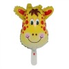 Balon din folie metalizata, flippy, mini figurine animalute, model girafa, tematica aniversare, 32x45 cm, ambalaj individual, pai inclus, umflare cu a