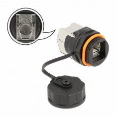 Conector de retea RJ45 STP Cat.6A la LSA pentru fir solid cu capac protectie/waterproof, Delock 86698