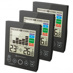 Set 3 statii meteo Bresser MA 7007411, termometru, higrometru, alarma, Negru foto