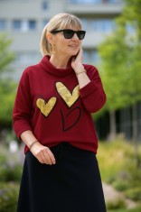 Bluza dama bordo cu imprimeu inimioare