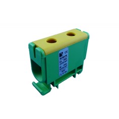 Clema terminala conexiune 1 pol verde galben Cu-Al 2x50mm &sup2;, , , , , , , montare pe sina DIN 35mm 145A (Al) 160A ( Cu)