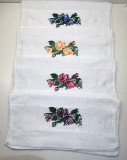 Set 10 Prosoape Bumbac 100%, 50x90 cm, 400 g/mp, Albe, Absorbante, Model Floral, Baie, Fata, Corp, Hipoalergenice, Spalare usoara 40&deg;C