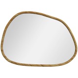 HOMCOM Oglindă Neregulară de Perete, Oglindă cu Cadru din Lemn, Oglindă Decorativă, 70x2.1x50 cm, Lemn Natural | Aosom Romania