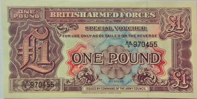 BANCNOTA MILITARA 1 POUND - MAREA BRITANIE, anul 1948 *cod 517 B - A.UNC foto