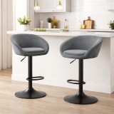 Set 2 scaune de bucatarie/bar, Artool, East, rotativ, catifea gri, picior metal negru, 53x46x81-103 cm GartenVIP DiyLine
