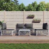 vidaXL Set mobilier gradina 5 piese alb otel cu perne modular canapea masa