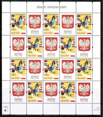 Polonia, bloc, 2004, Europa, steme, heraldica, MNH** foto