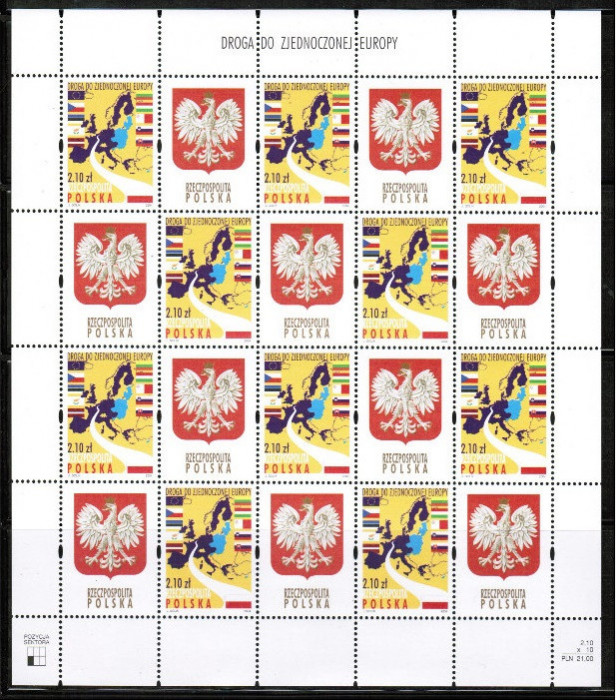 Polonia, bloc, 2004, Europa, steme, heraldica, MNH**