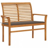 Banca Gradina vidaXL Lemn Tec 112cm, cu Perna Gri Taupe, Exterior