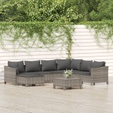 Set 8 piese mobilier grădină vidaXL, poliratan gri, cu perne incluse, design modular, canapele colț/mijloc, taburete, confortabil
