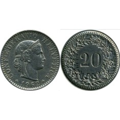 Elvetia 1962 - 20 rappen, circulata