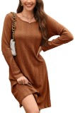 Rochie tricotată STYLEWORD pentru femei, cu m&acirc;neci lungi, rochie de toamnă, pulover, tunică elegantă de toamnă, rochie de iarnă