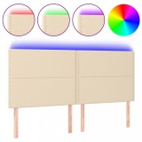 Cumpara ieftin Tablie de pat cu LED, crem, 200x5x118/128 cm, textil