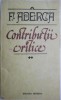 Contributii critice, vol. II &ndash; F. Aderca - Studii literare, Carte