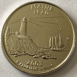 AMERICA QUARTER 1/4 DOLLAR 2003 LITERA P.(Farul Pemaquid Point-MAINE) PL.PLATINA, America de Nord, Cupru-Nichel