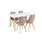 Set de sufragerie Silla 120 4+1, alb-bej