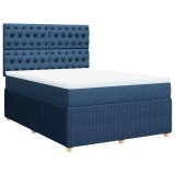Cumpara ieftin Pat box spring cu saltea, albastru, 140x200 cm, textil