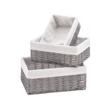 Cumpara ieftin Set 3 cosuri depozitare alb gri 28 x 19 x 11 cm, 34 x 24 x 12 cm, 38 x 28 x 15 cm