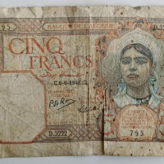 Bancnota Algeria - 5 Francs 6-6-1941