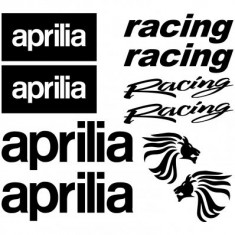 Set 10 Stickere Aprilia Racing Negru foto