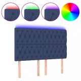 Cumpara ieftin Tablie de pat cu LED, albastru, 144x7x118/128 cm, textil