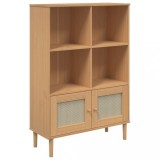 Cumpara ieftin Biblioteca SENJA aspect ratan maro 90x35x130 cm lemn masiv pin