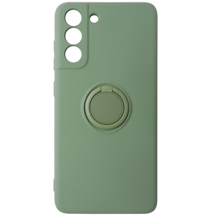 Husa tip capac spate cu inel, TPU verde deschis, pentru Samsung Galaxy S21 FE 5G