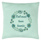 Perna Decorativa pentru Bunicul 4, 40x40 cm, Verde Menta, Husa Detasabila, Burduf