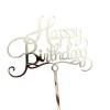 Topper Tort Happy Birthday Argintiu 10cm Flippy - Decoratiune Aniversare, Petrecere Copii/Adulti