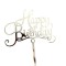 Decoratiune topper pentru tort, flippy, model happy birthday, tematica aniversare, 10 cm, argintiu