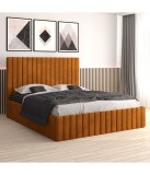 Pat Tapitat Luca Caramiziu + Saltea Lux Ortopedica 160x200cm