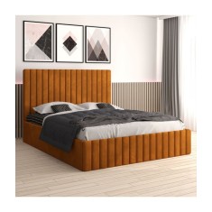 Pat Tapitat Luca Caramiziu + Saltea Lux Ortopedica 140x200cm