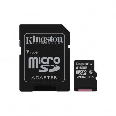 Card de memorie Kingston microSDXC Canvas Select 80R 64GB Clasa 10 UHS-I U1 80 Mbs cu adaptor SD foto